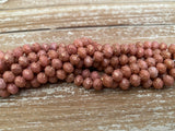 PINK Marbled Gold Rosebud Beads 5mm / Qty 25 Opaque Pink Czech Glass Beads 5x6mm / Rose Bud Beads