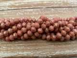 PINK Marbled Gold Rosebud Beads 5mm / Qty 25 Opaque Pink Czech Glass Beads 5x6mm / Rose Bud Beads