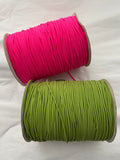 2mm Round Elastic String, Green or Hot Pink, Elastic Cord, Nylon Coated, Face Mask Cording 5 or 10 Yards - LakiKaiSupply