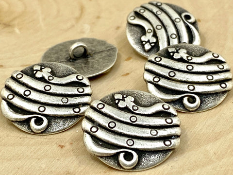 Snake Metal Buttons, Antique Silver, 22mm Round Button, Qty 4 to 8 Clothing Button or Leather Wrap Clasps 7/8”