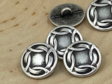 CELTIC KNOT Metal Buttons, Antique Silver, 11/16” Round Button, Qty 4 to 24, 18mm Woven Knot, Clothing Button or Leather Wrap Clasps