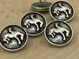 Bucking Bronco Button, 5/8" Antique Silver Metal Button Qty 4, Cowboy Riding Horse 15mm Country Western Southwest Sweater Jacket Shirt