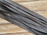 Dove Gray Dark, Silk Ribbons Hand Dyed Crinkle Silk,Sewn 5 Ties Strings Putty Brown Gray, Stringing Supplies, Hand Dyed