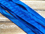 Royal Blue Silk Ribbons, Crinkle Silk Ribbon Hand Dyed Qty 5 Rich Deep Blue, Craft Ribbons, Jewelry Making Ribbon for Silk Wraps