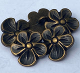 Blossom Buttons/ Qty 4 Metal Flower Button 3/4” / Apple Blossoms / 20mm Jewelry Clasp Clothing Fastener / Leather Wrap Clasp