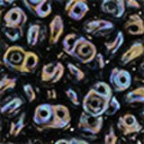 Luster Jet SuperDuos 2/5mm 25 Grams Czech Glass Beads 5mm / Black Super Duo Seed Beads / Two Hole Bead 2x5mm/ Gift for Beader