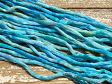Pool Party Silk Cords /Blue 3-4mm Silk Cording /Hand Dyed Blue Green Aqua Kumihimo /Embroidery Cords /Bridal Flower Bouquet Trim Cord
