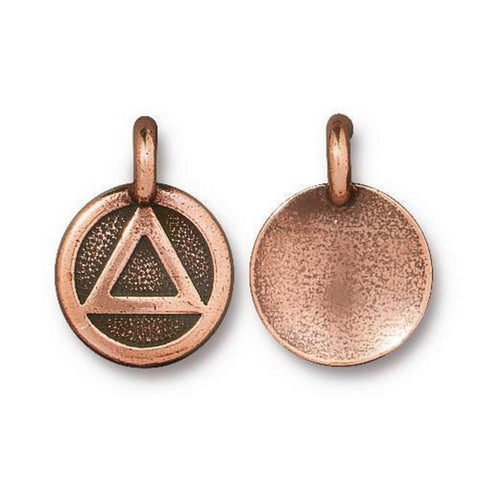 TierraCast RECOVERY SYMBOL Charm Antique Copper Tiny Round Pendants Qty 4 to 20 Addiction Symbol Tags 16.6mm Small Rounch Charms