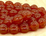 Milky Caramel Melon Beads /Czech Glass Beads /Caramel Brown Round Carved Melons 8mm Strand 25 Fluted Pumpkin Beads