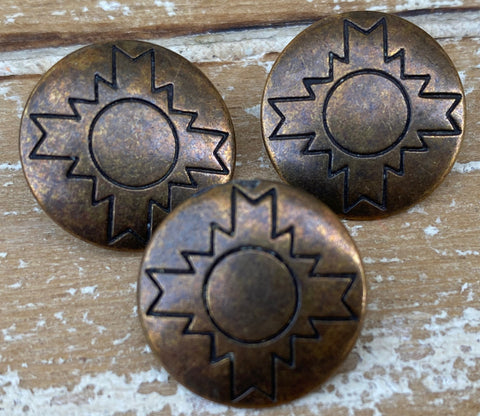 Chacana Metal Buttons 20mm Antique Copper Concho Button, Qty 4 to 8 Concha Native American Style 3/4” Sewing Clothing Jacket Sweater