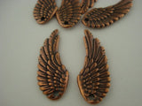 TierraCast Wing Pendants, Antique Copper, 28mm Angel Wing Charms Qty 4 Great Earring Size, Double Sided