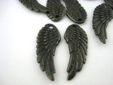Angel Wing Pendants TierraCast Black Oxide 28mm Pendant Charms Qty 4, Gunmetal Gray, Tierra Cast Two Sided Charm Makes Awesome Earrings
