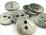 Metal Buttons, Leaf Buttons, Antique Dark Silver Tierracast Button, Leaves Buttons 17 mm Qty 4 Round, Great for Leather Wrap Clasps