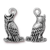OWL Charms, TierraCast Frightful Delightful, Qty 4, Antique Silver, Great Halloween Charm Bracelets