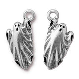 TierraCast GHOST Charms, Frightful Delightful, Qty 4, Antique Silver, Gothic Halloween Charm for DIY Jewelry