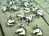 Unicorn Charms, TierraCast Antique Silver Charm Pendants Qty 4 to 8 Antique Silver, Fairytale Drops, 14mm Retired Limited Edition