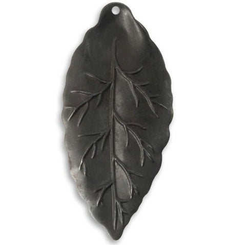 Bay Leaf Vintaj Arte Metal Pendant Qty 2 to 4 Gunmetal Black Charms Leaves Great Earring or Pendant Size