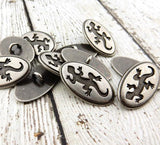 Gecko Buttons Antique Dark Silver Metal Shank Buttons 25mm Qty 4 to 8, Ethnic Lizard Button, Knitting, Sweater Jacket Leather Jewelry Clasps