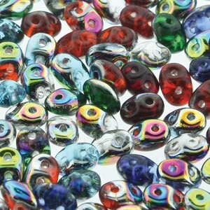 Mix ALL THAT GLITTERS Superduos Czech Glass Matubo Seed Beads 2/5mm / Super Duo Bead Assortment / 10 Grams Superduo Two Hole 2x5mm