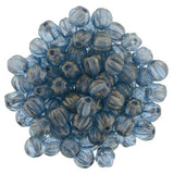 HALO SHADOWS Blue Melon Beads Czech Carved Melon Beads 5mm Strand 50 Beads