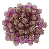 HALO MADDER ROSE Melon Beads Czech /Rose Pink Carved Melon Beads 5mm Strand 50 Beads