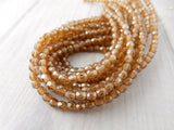 Luster Smokey Topaz 3mm Firepolished Round Faceted Czech Glass Beads 3mm Qty 50 Smokey Topaz Amber Brown /Tiny Beads