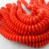 OPAQUE RED CzechMates Lentil Beads /Bright Red /2 hole /6 mm /Czech Glass /Lentils /Full Strand of 50 Beads