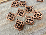 Open CELTIC KNOT Charms, Antique Copper, Knotwork Pendants, Qty 4 to 20 Charms, Tierracast, Yoga Meditaton Knot Work Charms