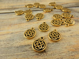 CELTIC KNOT Charms, Tierracast Antique Gold, 15mm Knotwork Drops, Qty 4 to 20, Irish Double Sided Bulk Celtic Charm