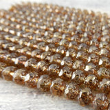 Luster Transparent GOLD SMOKEY TOPAZ Small Faceted Rosebud Beads, Czech Glass Beads 5x6mm Qty 25 Rose Bud Beads
