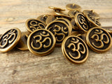 TierraCast Buttons, OM Metal Buttons 16mm Antique Brass, Qty 4 to 20, Round Metal Shank Buttons, Great for Leather Wraps or Focal Clasps