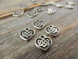 Celtic Heart Charms, Antique Silver, Tierracast, 14mm Double Sided Celtic Knot Heart Pendants, Tierra Cast, Small Heart Drops