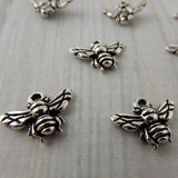 TierraCast BEE CHARMS Antique Silver / Honeybee Charm 15mm Double Sided Honey Bee Charm / Garden Charms / Gift for Crafter /  DIT Gift