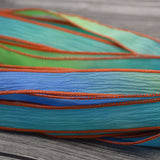 Koi Pond Crinkle Silk Ribbons, Qty 5, Hand Dyed, Watercolor Wrist Wraps, Blue and Green Silk Ribbons, Great for Necklaces or Silk Wraps