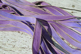 Lavender Fields, Hand Dyed Silk Ribbons, Qty 5 Crinkle Silk Ribbon Strings Purple Lavender Lilac, Wrap Bracelets, Bridal Flower Bouquet Trim