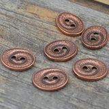 SWIRL Buttons, Oval Metal Buttons, Antique Copper Tierracast 17 mm Qty 4, Great for Leather Wrap Clasp
