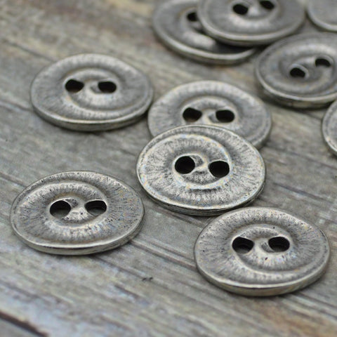 SWIRL Button, Oval Metal Buttons, Antique Pewter, Dark Silver Tierracast 17 mm Qty 4, Great Leather Wrap Clasps or Clothing Buttons