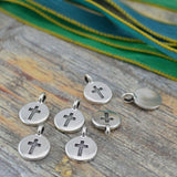 TierraCast Cross Charms, Antique Brass Pendants Tierra Cast Tiny Bronze Cross Charm Drops, Qty 4 to 20, Yoga Meditaton Wrap